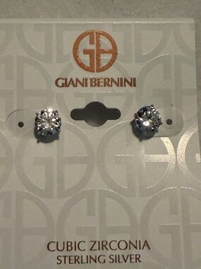 Giani Bernini Clear Cubic Zirconia Stud Earrings in Silver Tone